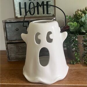 New White Ceramic Ghost Candle Lantern